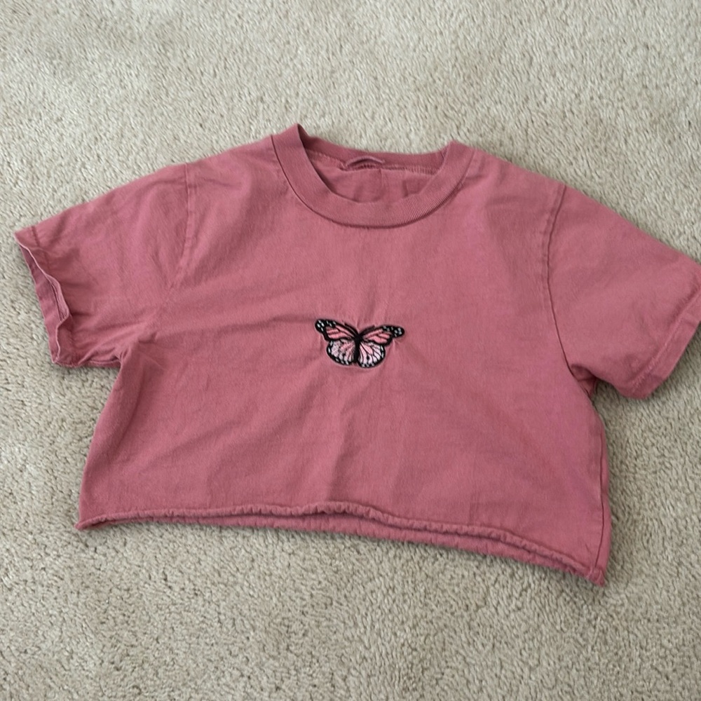 Brandy Melville cropped butterfly shirt